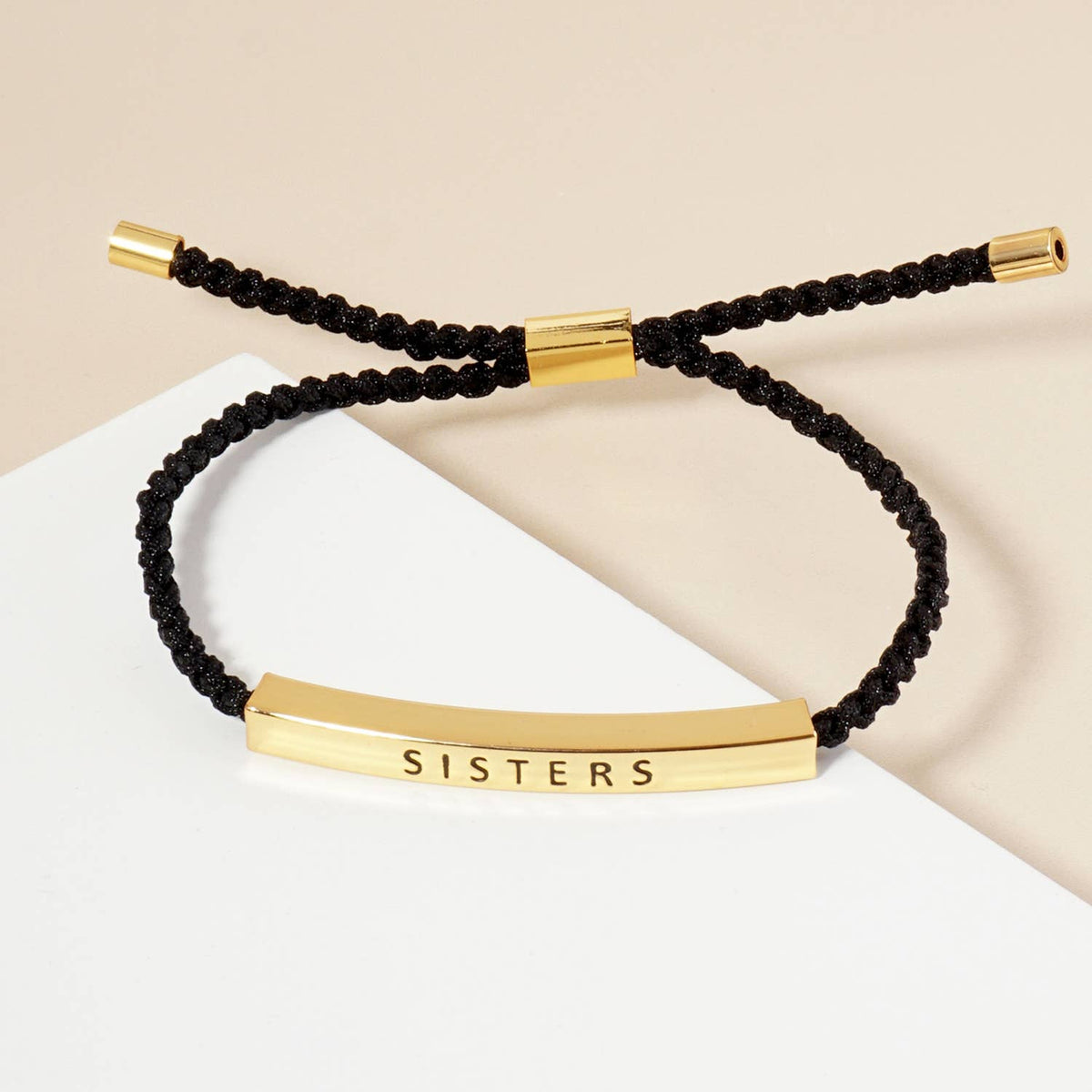 Inspirational Messages "Sisters" Tube Bar Bracelet