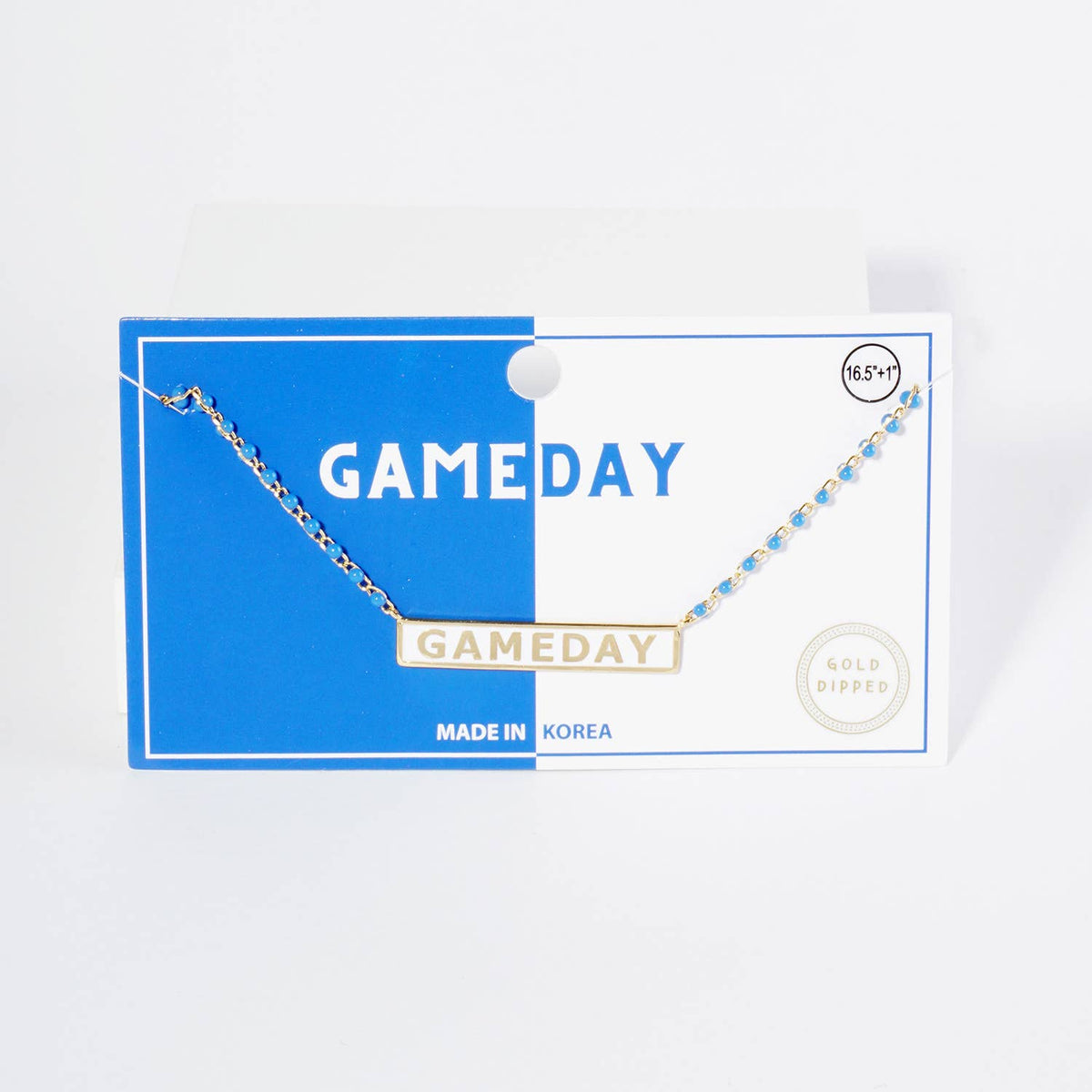 18K GOLD ENAMEL GAME DAY PENDANT GLASS BEADED CHAIN NECKLACE