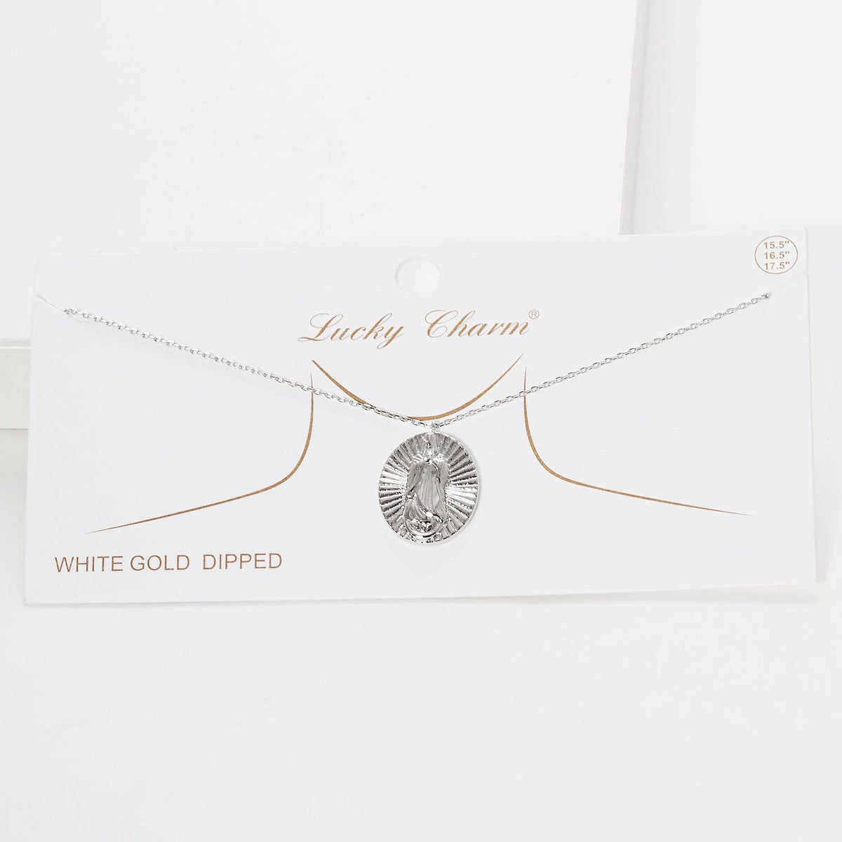 Gold Plated Virgin Mary Oval Pendant Necklace