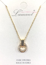 Minimalist Pave Circle Interlocking Pendant Necklace