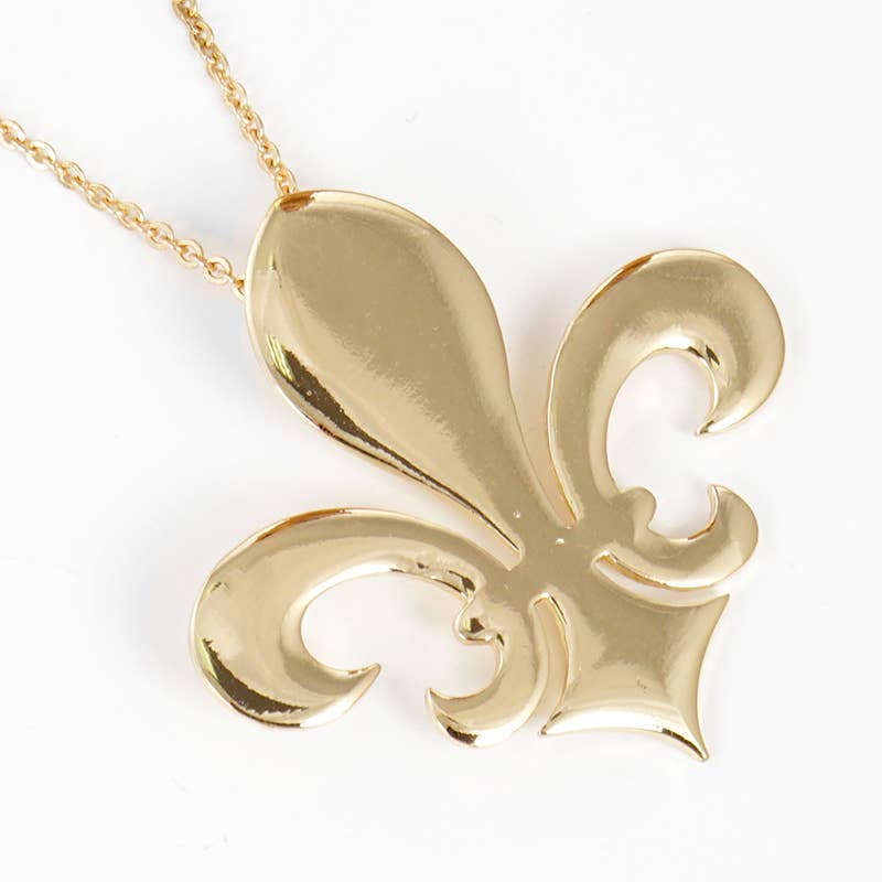 Gold Plated Simple Fleur De Lis Charm Necklace