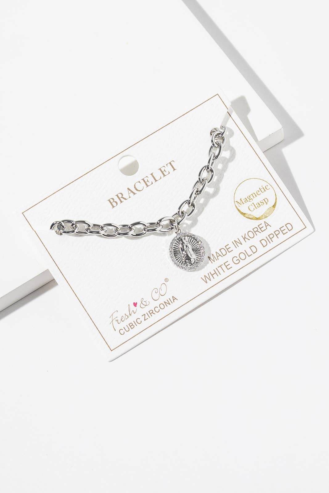Virgin Mary Cubic Zirconia Chain Bracelet.
