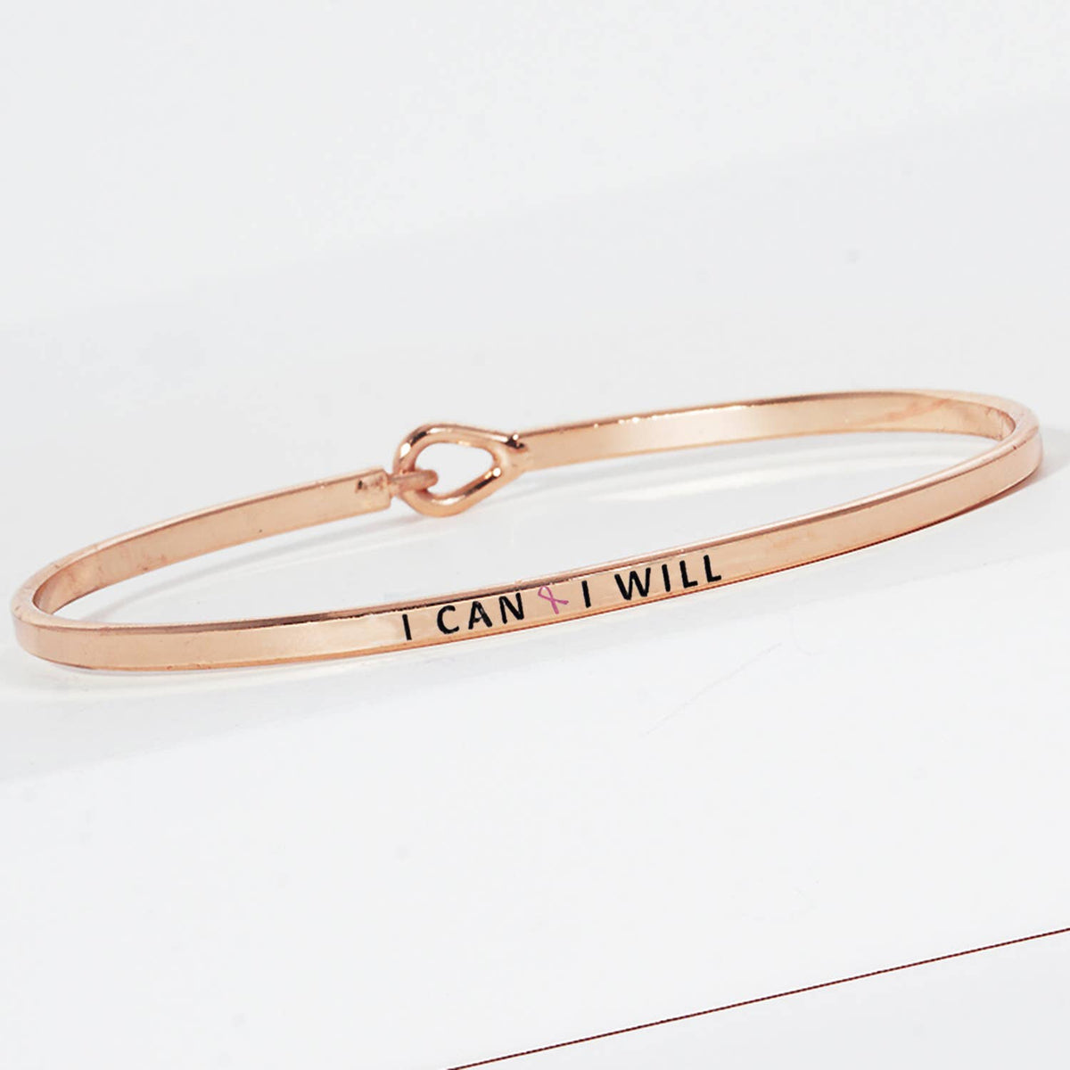"I Can I Will" Breast Cancer Awareness Engraved Bangle