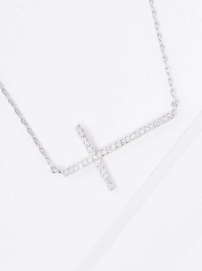 Gold Sideways Cross Necklace