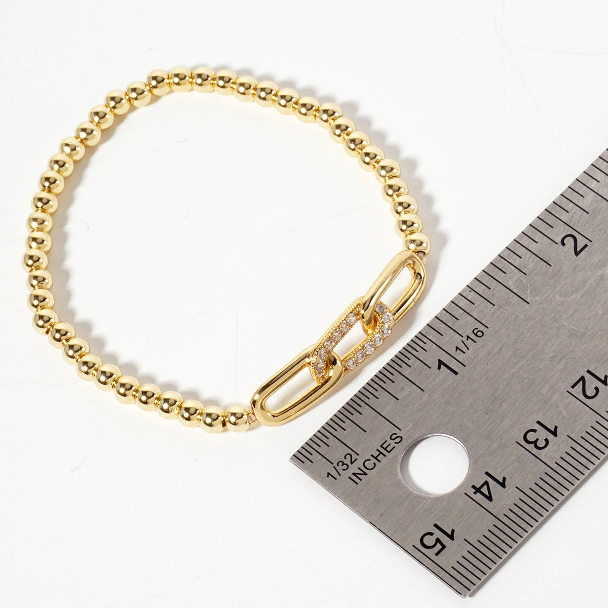 Minimalist Pave Interlocking Link Ball Chain Bracelet
