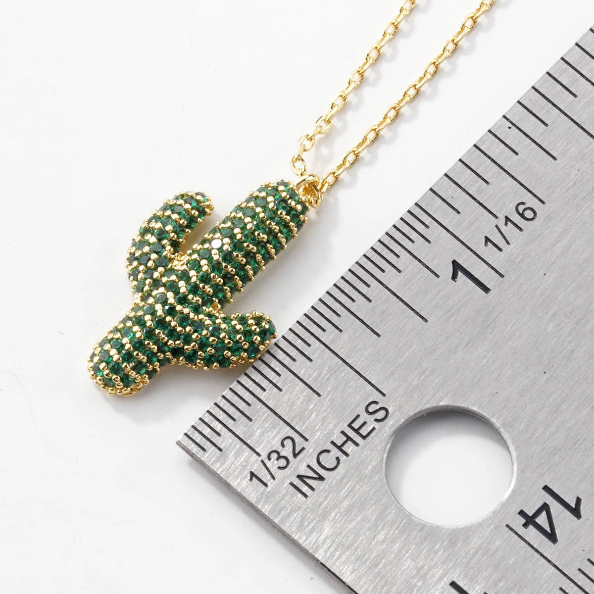 Dainty Crystal Cactus Pendant Necklace
