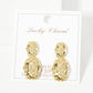 Polished Oval-Texture Peanut-Shaped Brass Earrings