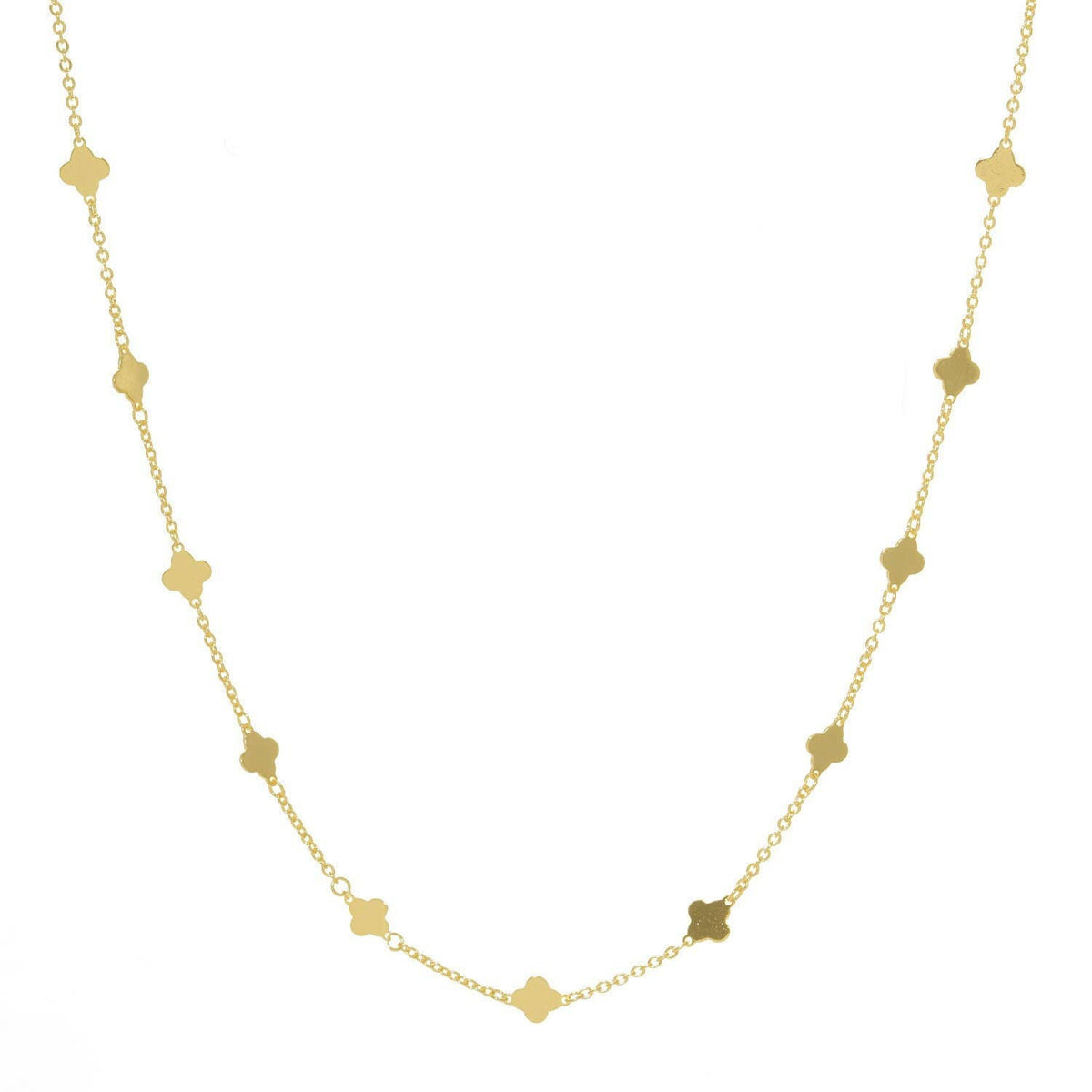 Gold Plated Chain w/ Dangling Clovers Necklace