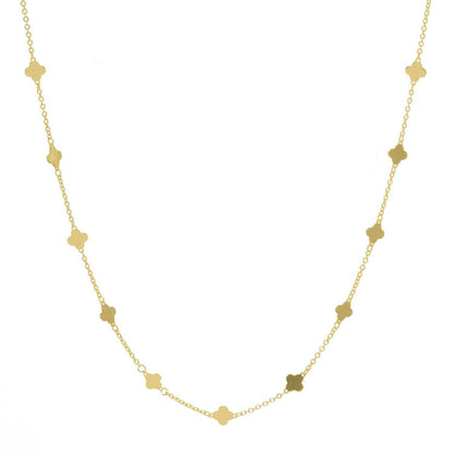 Gold Plated Chain w/ Dangling Clovers Necklace