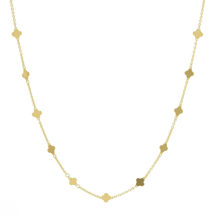 Gold Plated Chain w/ Dangling Clovers Necklace