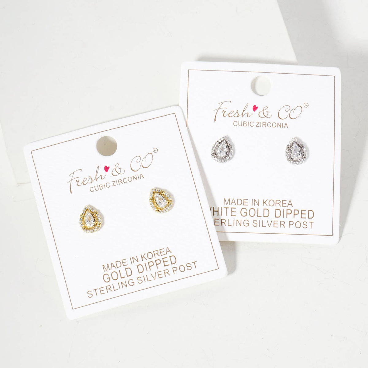 Teardrop Embellishment 9mm 18K-Gold-Dipped Stud Earrings