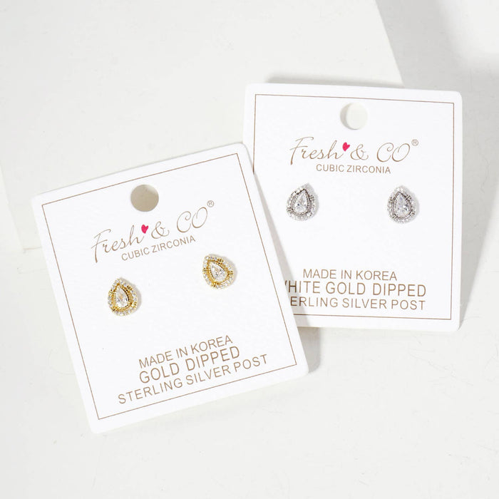 Teardrop Embellishment 9mm 18K-Gold-Dipped Stud Earrings