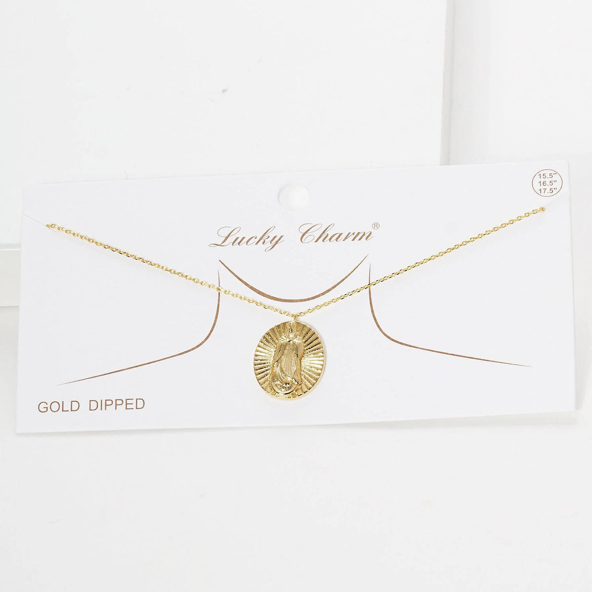 Gold Plated Virgin Mary Oval Pendant Necklace