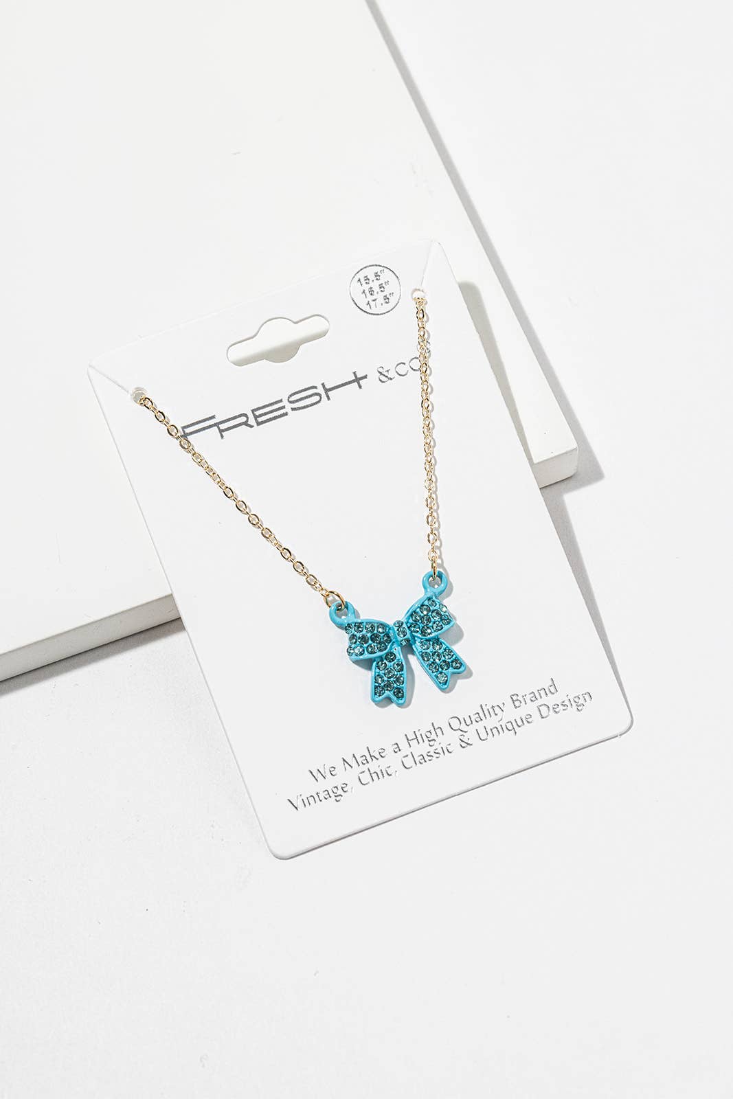 Enamel Crystal Bow Pendant Necklace – Pavé Bow on Chain