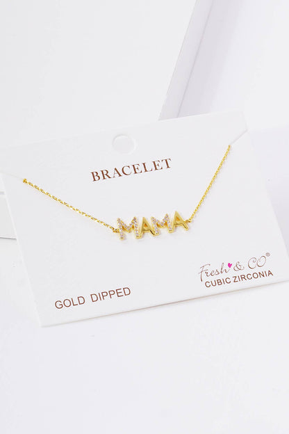 Minimalist Pavé "MAMA" Lettering Bracelet