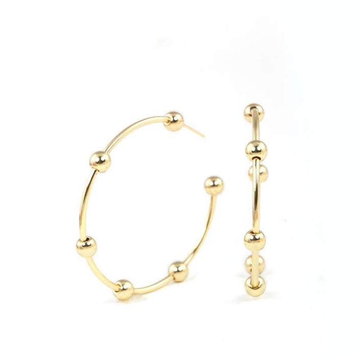 Gold Plated Ball Beaded Hoop Earrings