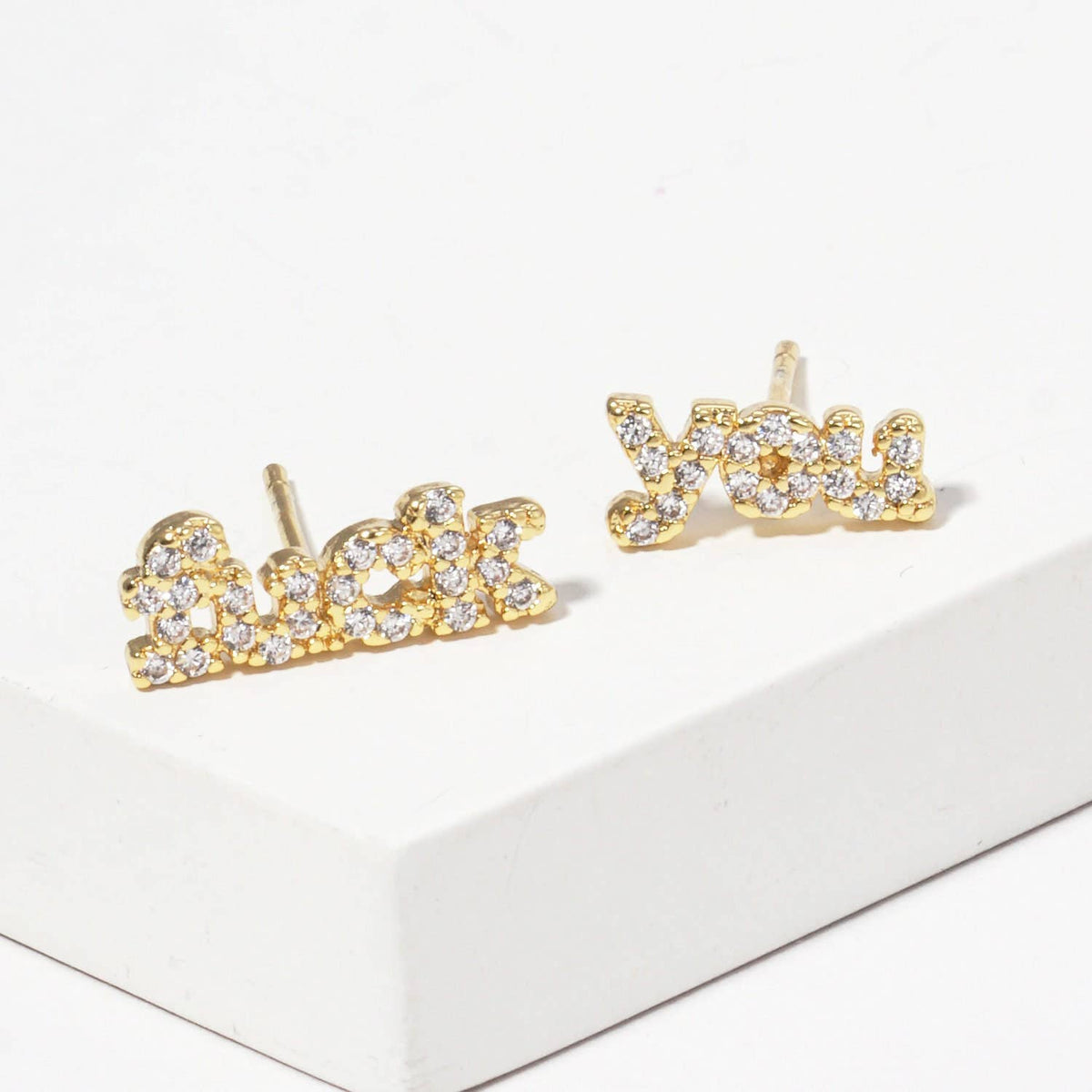Gold Plated Fxxk You Stud Earrings