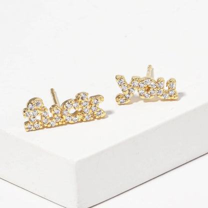 Gold Plated Fxxk You Stud Earrings