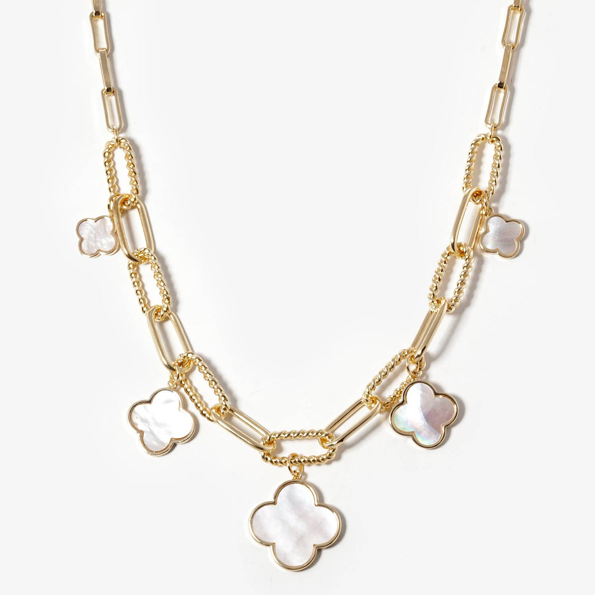Four-Leaf Clover Charm Link Chain Necklace