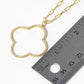 18K Gold Dipped CZ Pave Quatrefoil Pendant Necklace