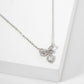 Heart CZ Drop Bow Pendant 18K-Gold-Dipped Brass Necklace