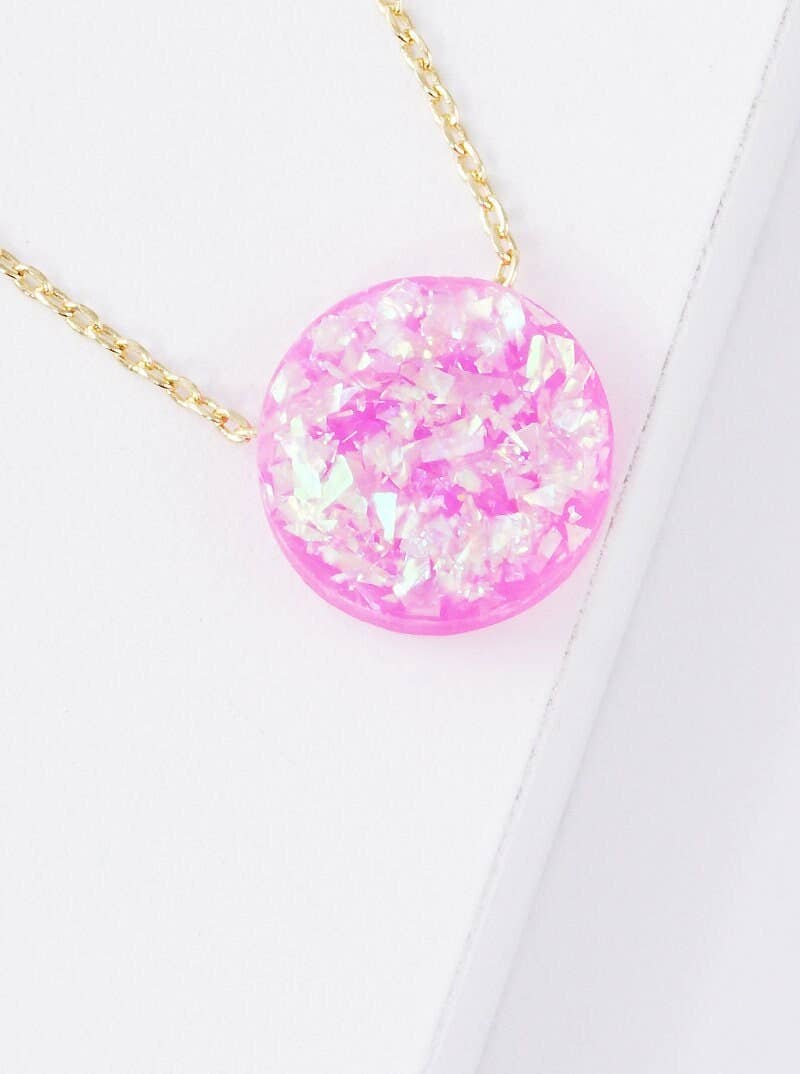 Gold Plated Opal Round Necklace
