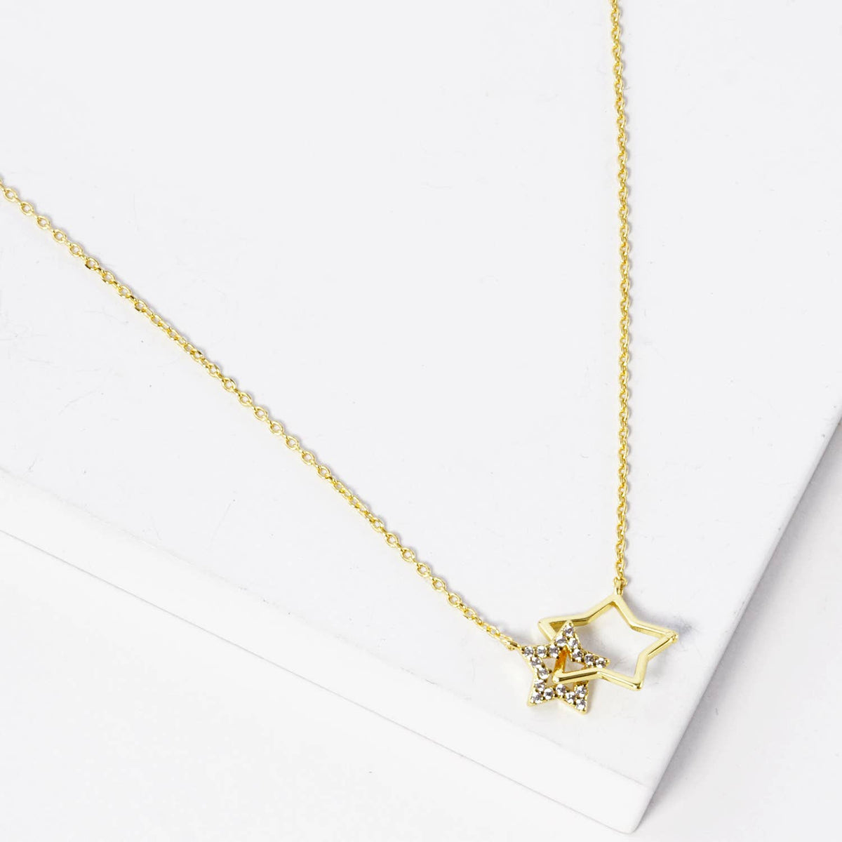 Interlocking Double Star Pendant Necklace
