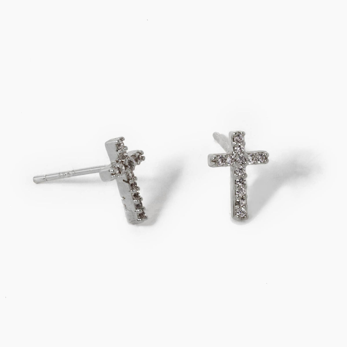 Gold Dipped Cubic Cross Stud Earrings
