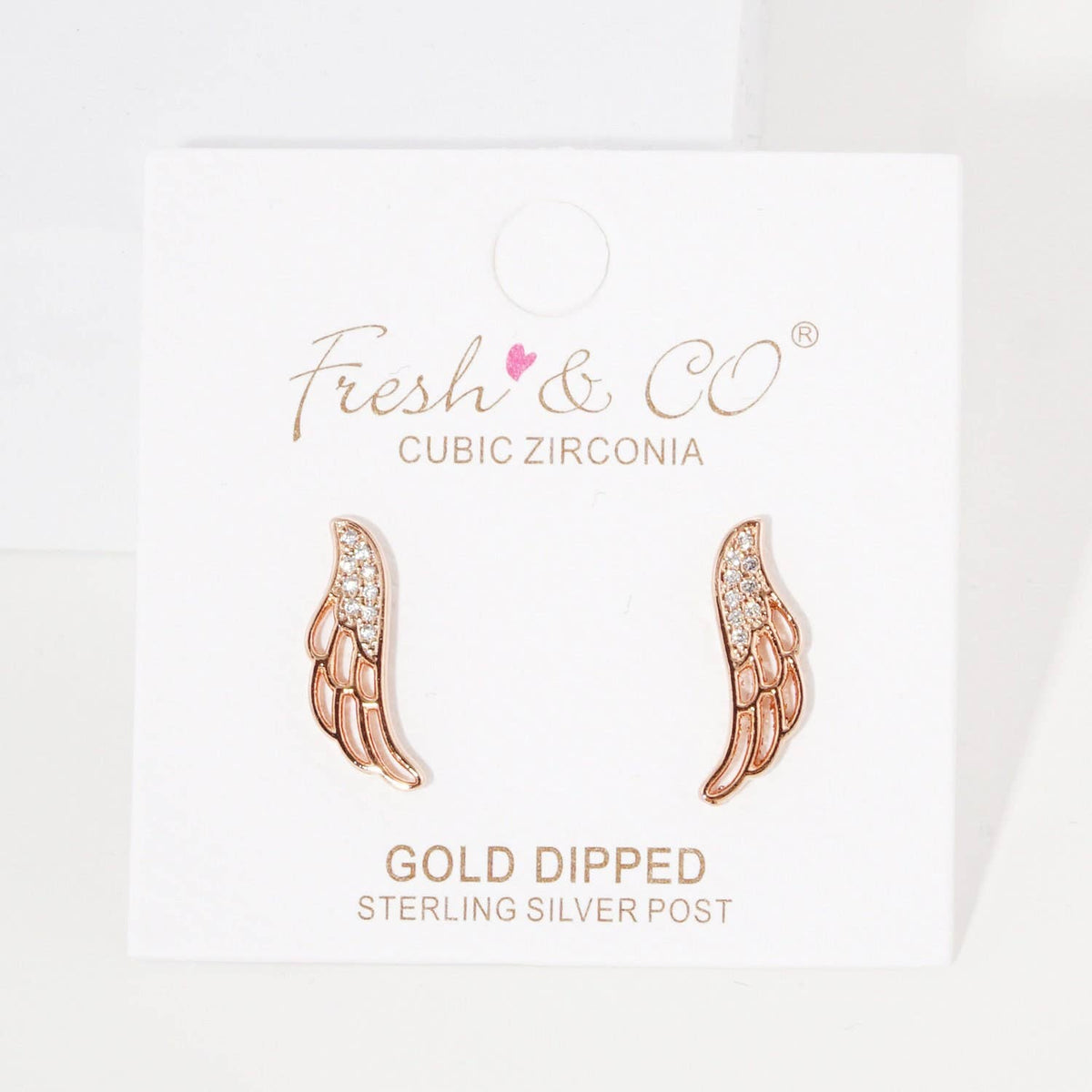 Gold Angel Wing Ear Post Earrings