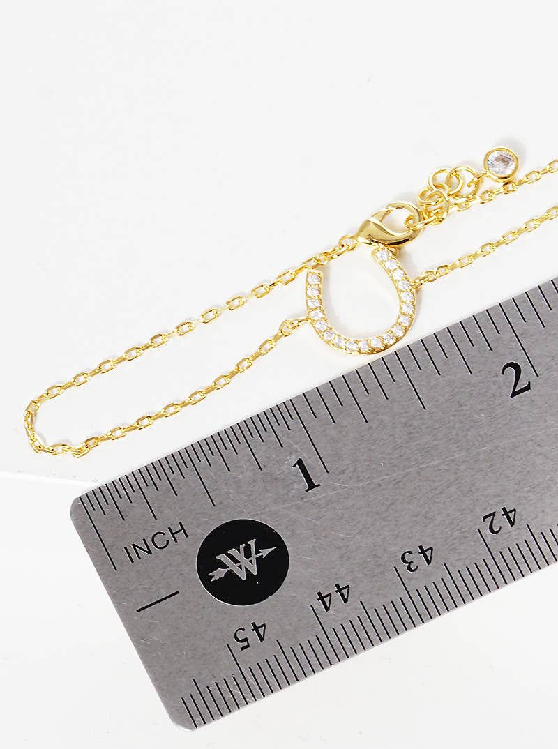 Minimalist Pavé Horseshoe Charm Bracelet