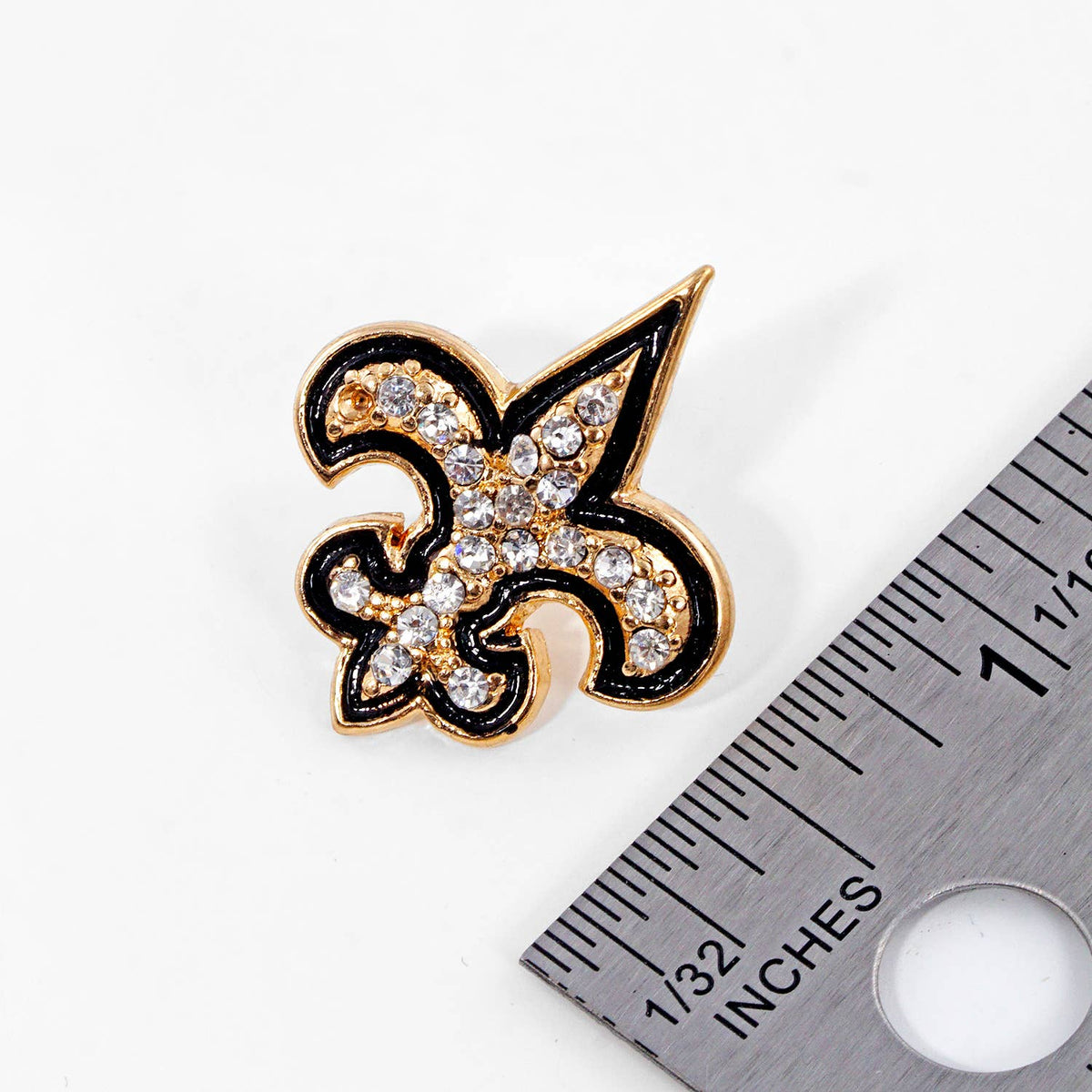 Gold Plated Cubic Bold Fleur De Lis Stud Earrings