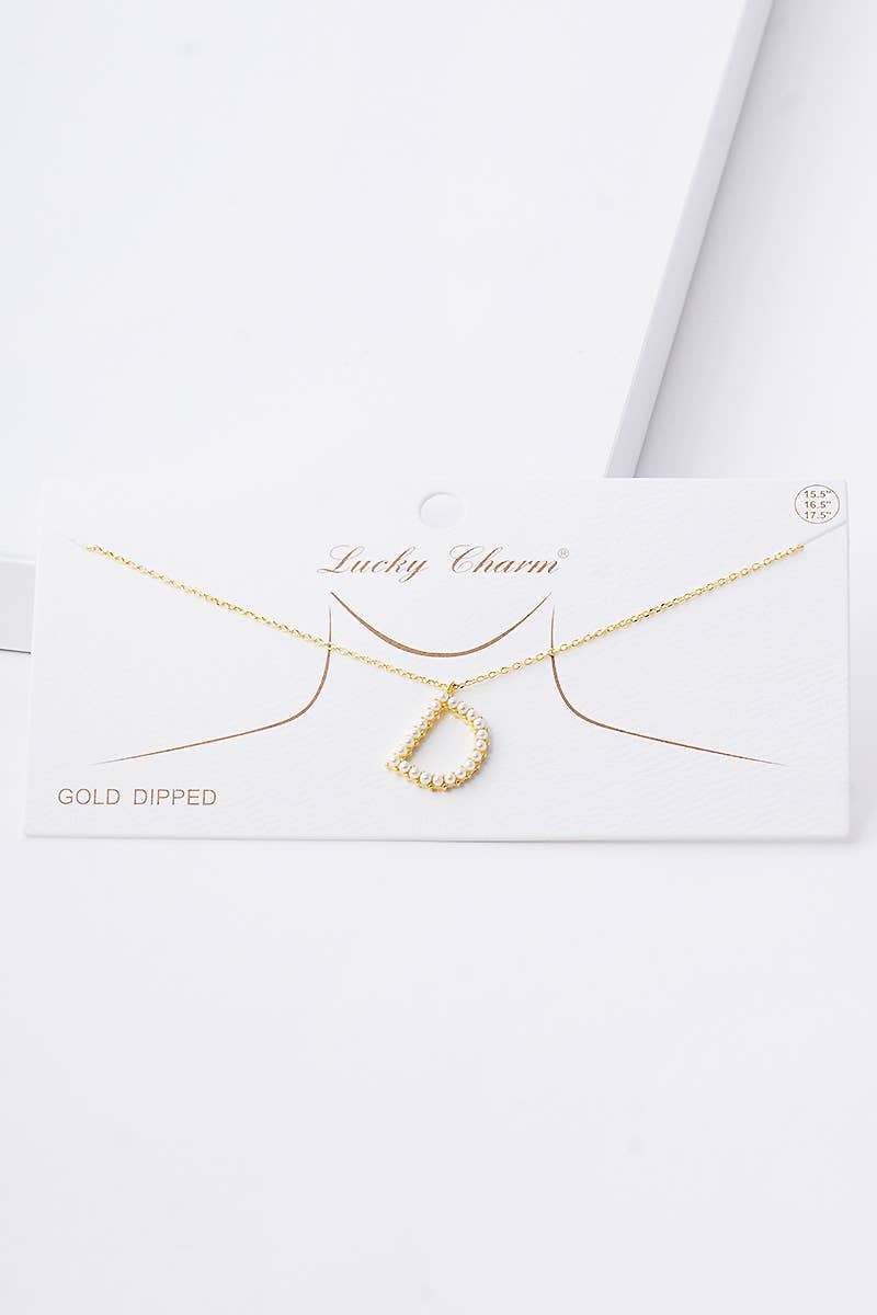 Gold Plated Pearl Initial Necklace