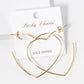 18K Gold Dipped 50mm Heart Shape Lightweight Open Hoop