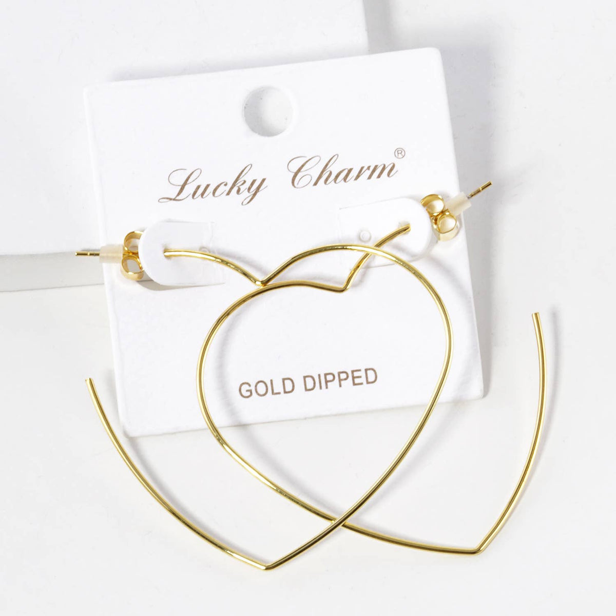 18K Gold Dipped 50mm Heart Shape Lightweight Open Hoop