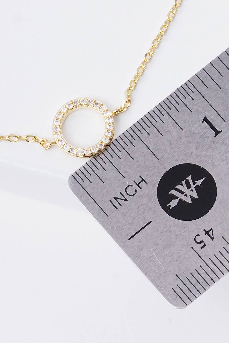 Dainty Pavé Circle Charm Chain Bracelet