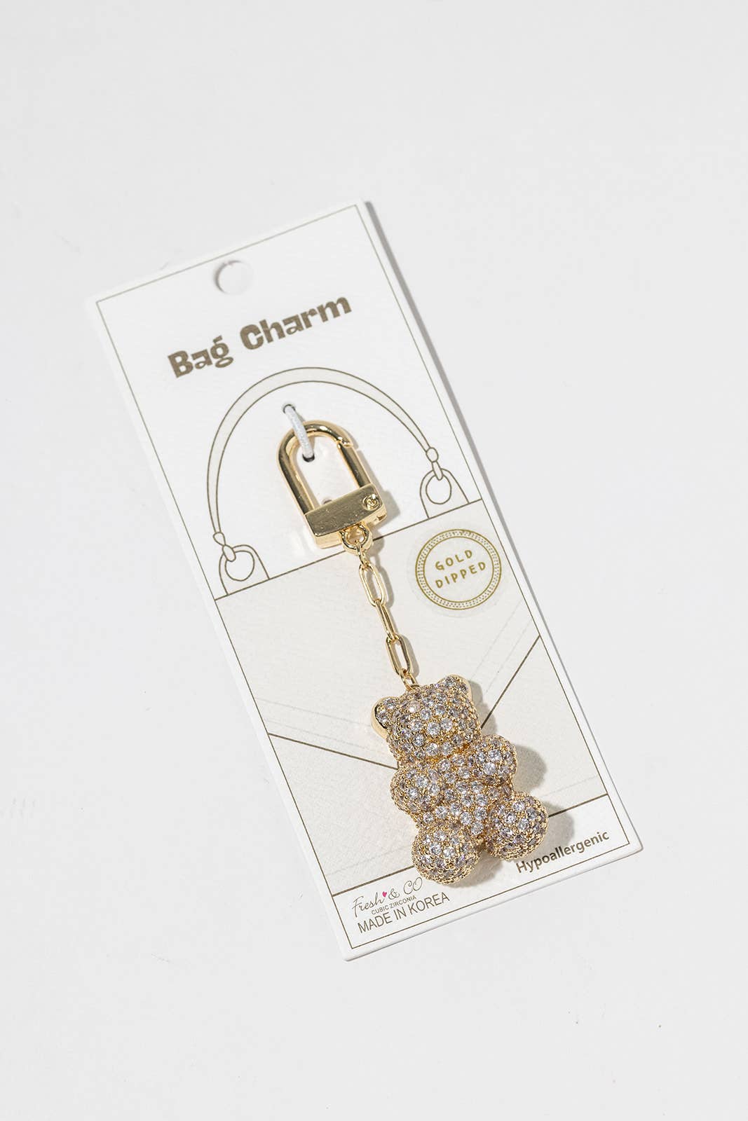 Cubic Zirconia Teddy Bear Bag Charm & Keychain