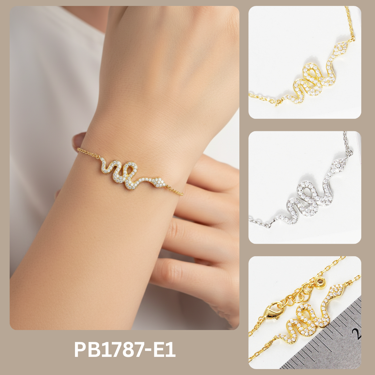 Minimalist Pavé Snake Charm Bracelet
