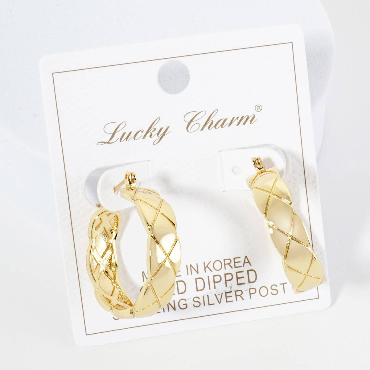 18K Gold Dipped Textured 25mm Latchback Hoop Earrings