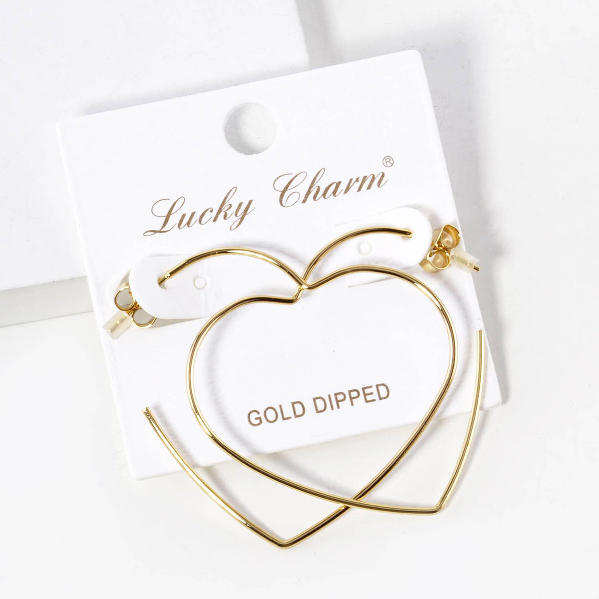 18K Gold Dipped 35mm Heart Shape Lightweight Open Hoop