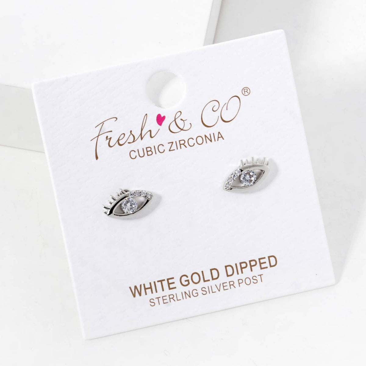 Gold Tone Cubic Evil Eye Charm Earrings