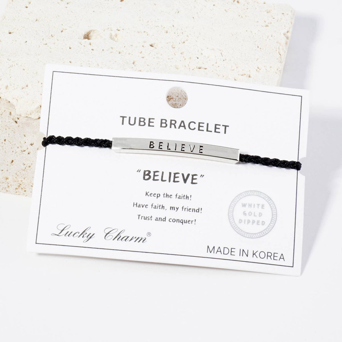 Inspirational Messages "Believe" Tube Bar Bracelet