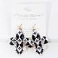 Gold Plated Dalmatian Fleur De Lis Dangle Earrings