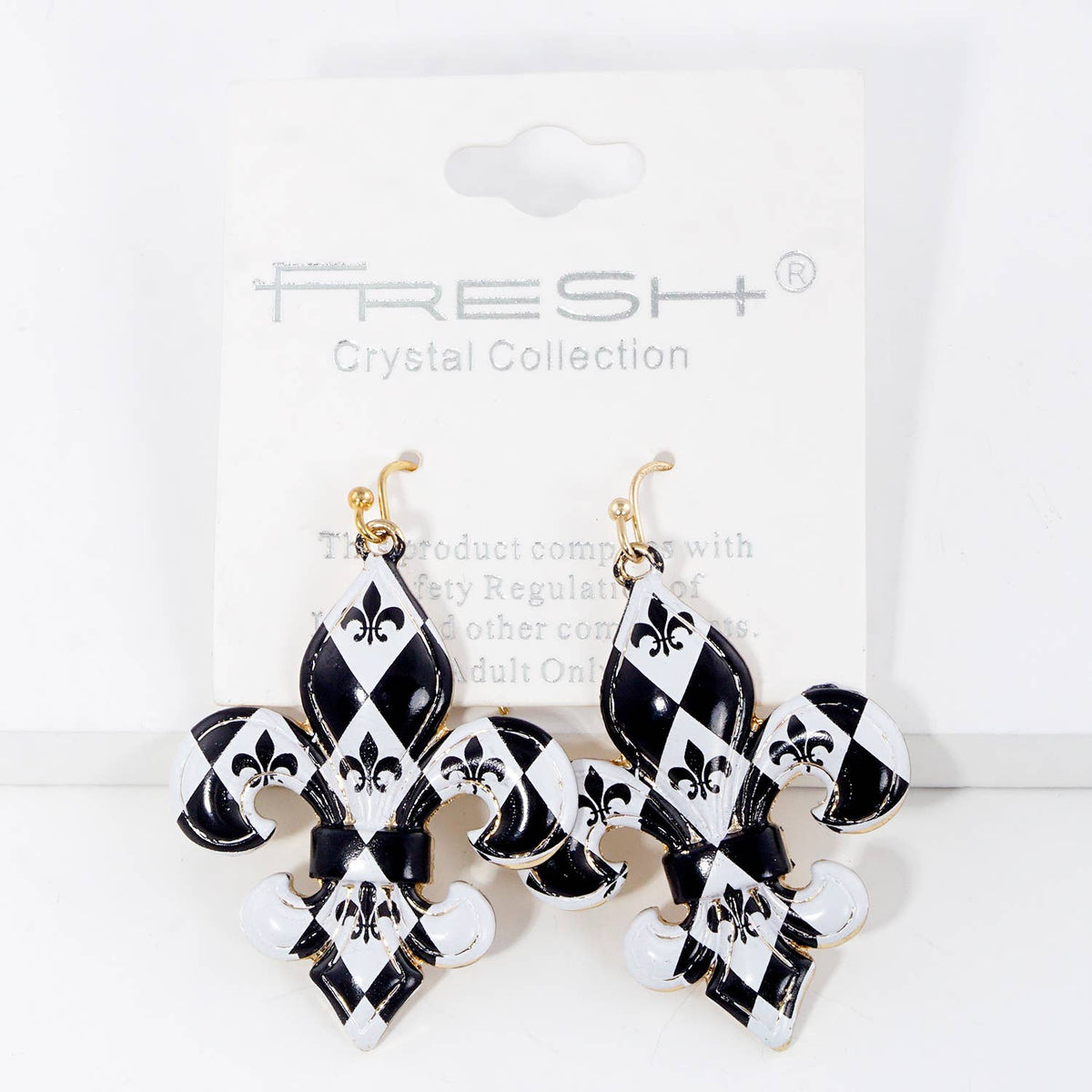 Gold Plated Dalmatian Fleur De Lis Dangle Earrings