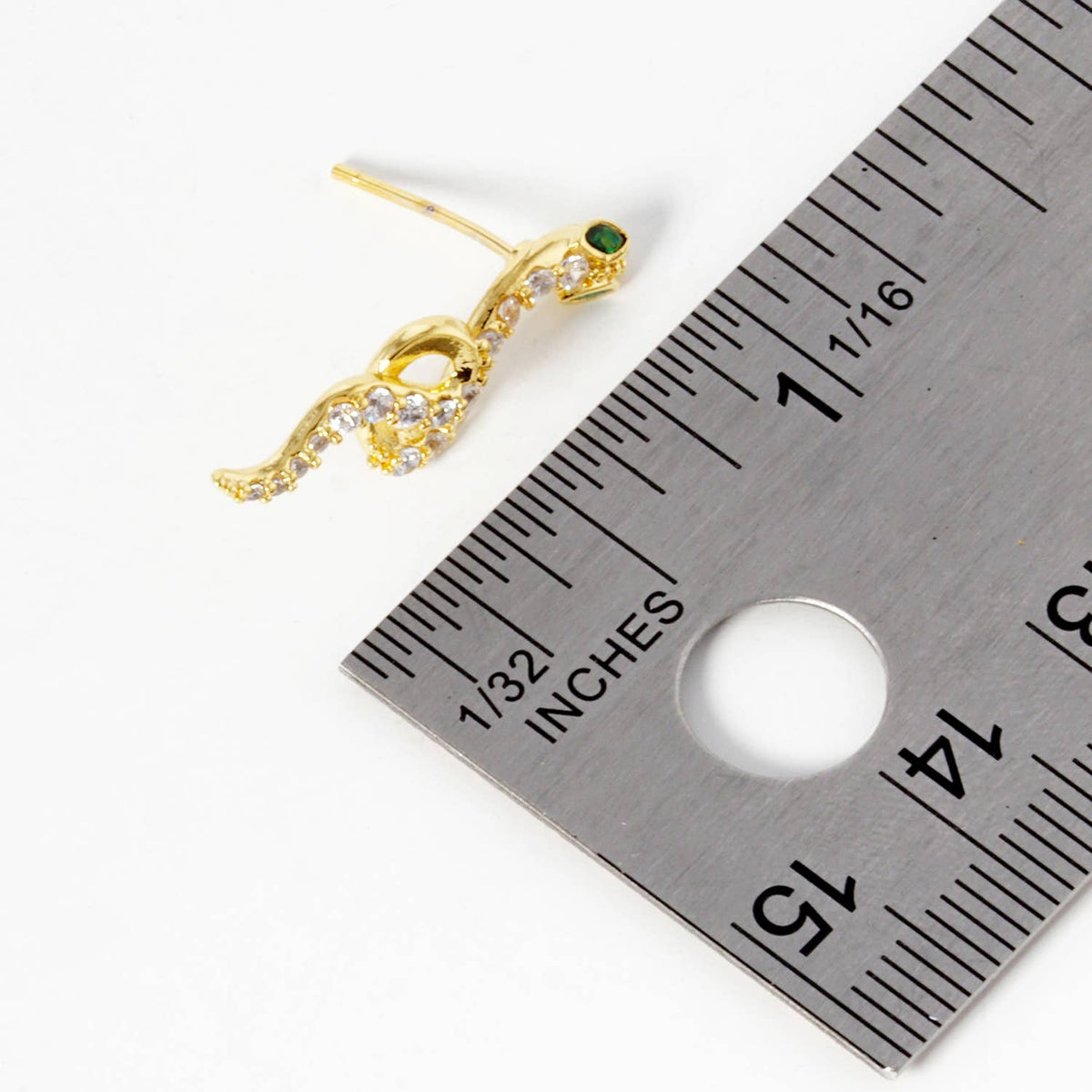 Dainty Slithering Snake Stud Earrings with Cubic Zirconia
