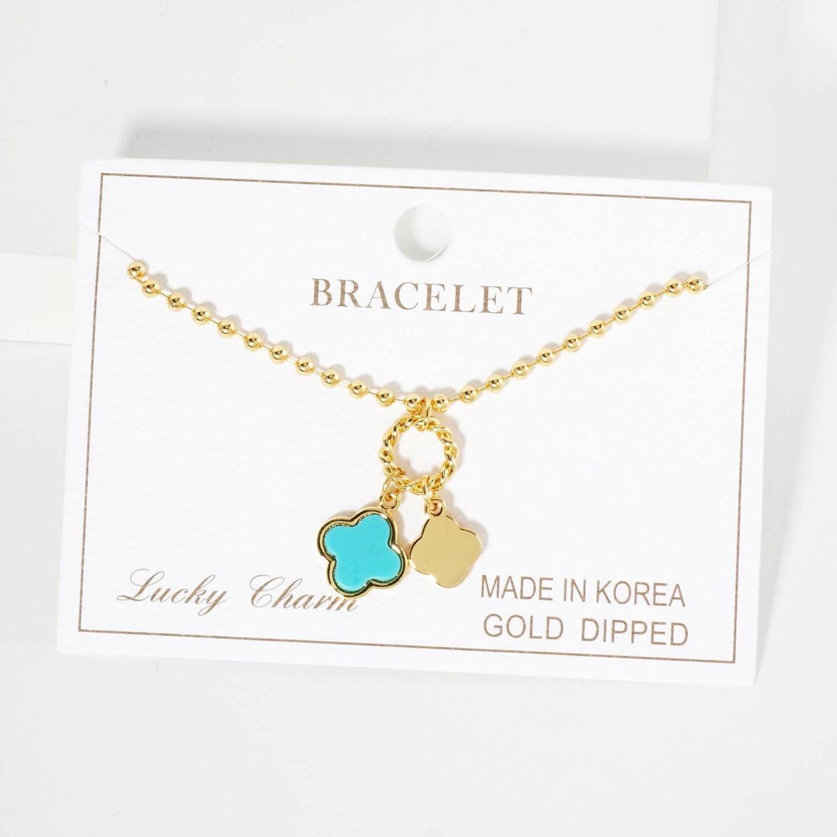Dainty Double Clover Charm Beaded Bracelet