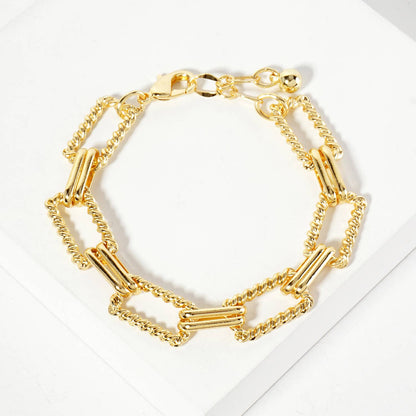 Textured U-Link Chain Bracelet