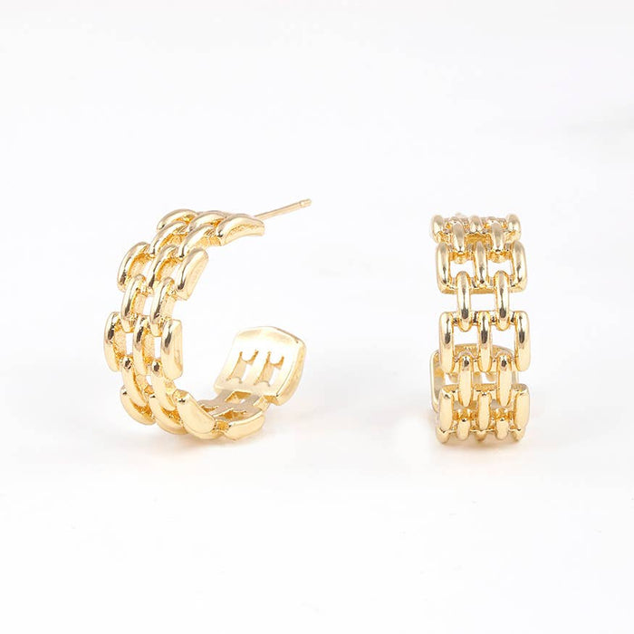 Gold Plated Chain Link Hoop Earrings