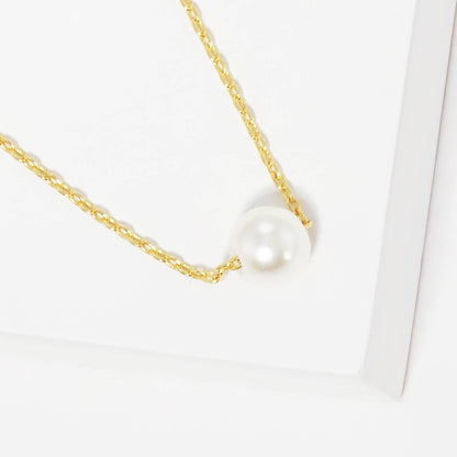 Dainty Single Pearl Pendant Necklace for Bridesmaid