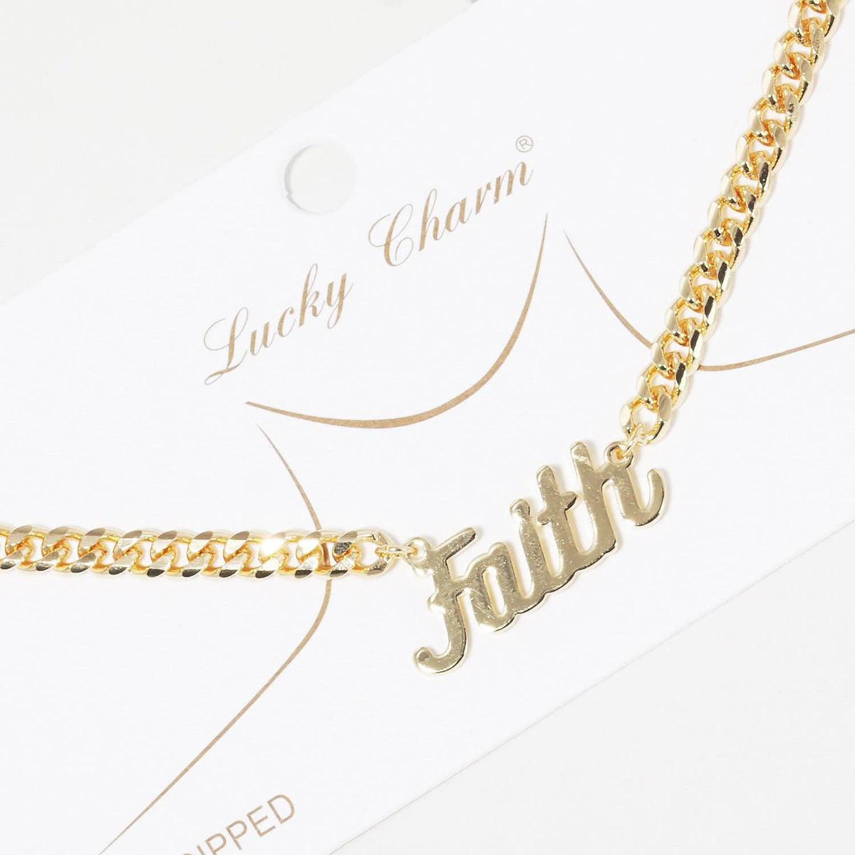 Gold Plated Cuban Link FAITH Necklace