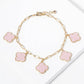 Mother of Pearl Clover Charm Paperclip Link Bracelet
